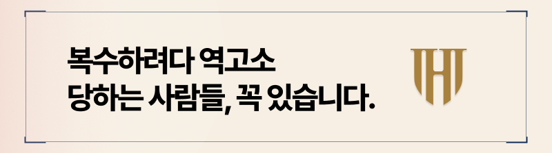 감정적인 대처를 통한 복수는 결국 역고소를 불러올 수 있습니다.