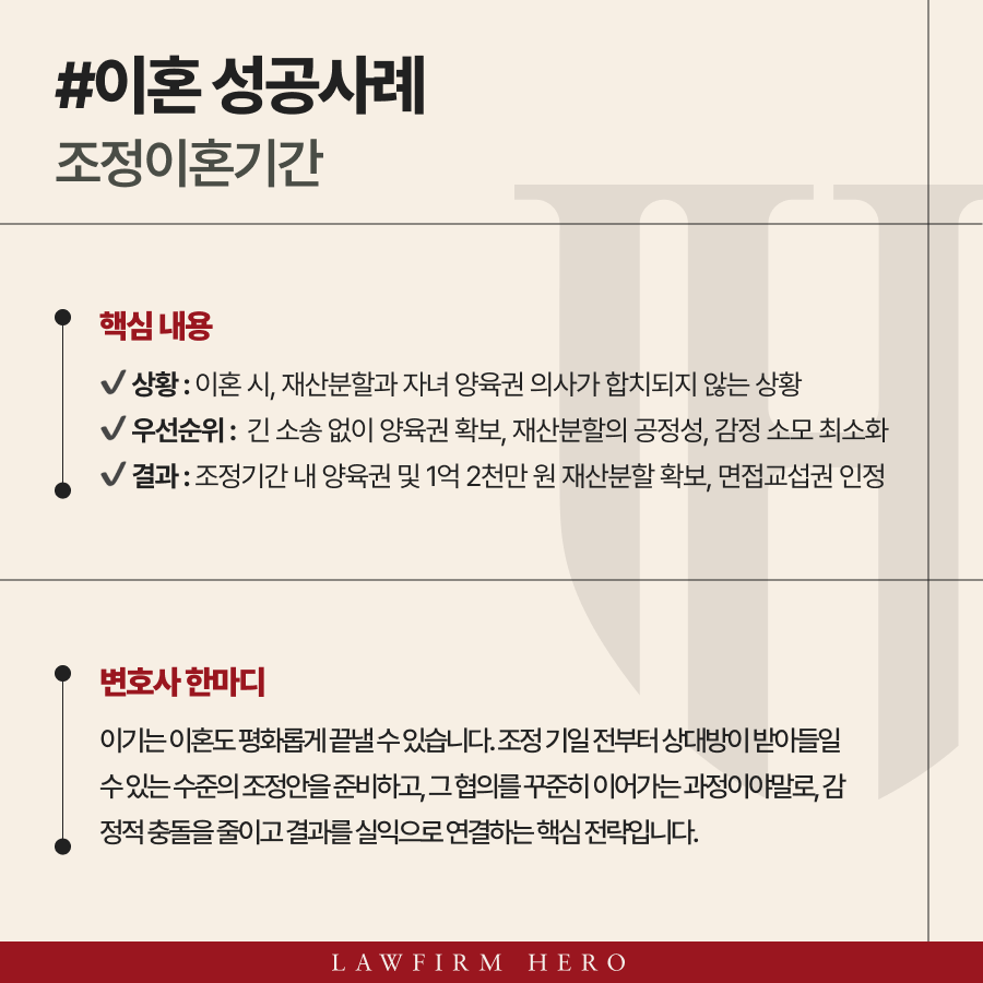 조정이혼기간 3개월 만에 이혼 성립한 사례