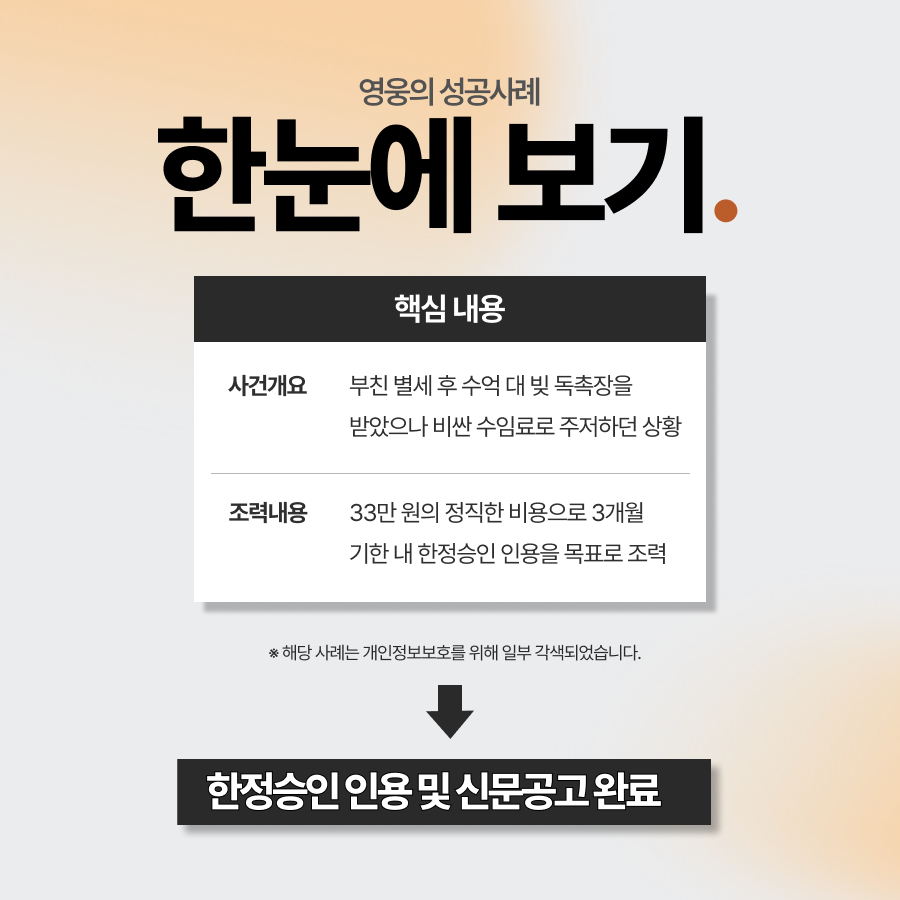 한정승인비용 33만 원에 인용에 성공한 사례 